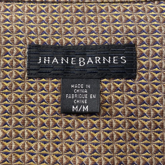 Men's Jhane Barnes Blue Starburst Patterned Silk+Cotton Button-Down Shirt - Picture 16 of 16